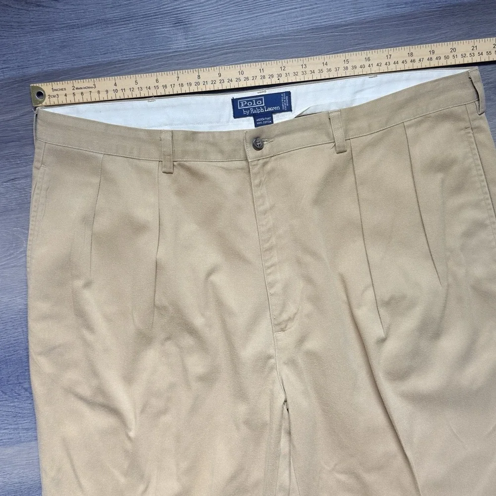 Vintage 90s Polo Ralph Lauren Mens Andrew Pant Mens 42x30 Chino Double Pleated